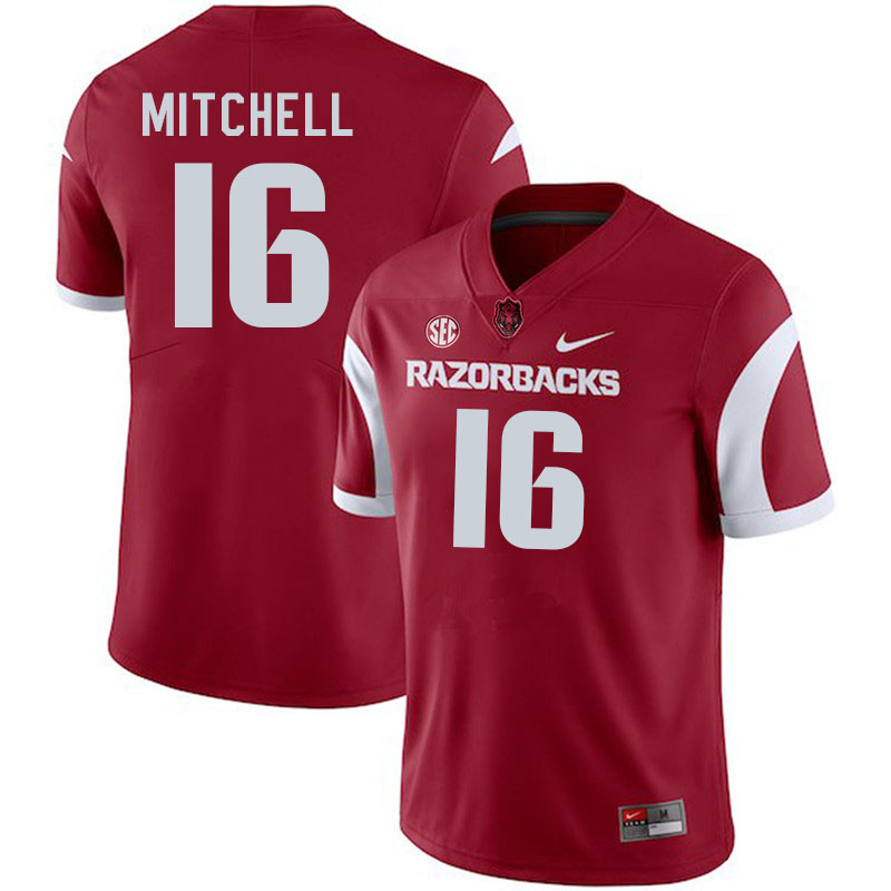 Men #16 Miguel Mitchell Arkansas Razorbacks College Football Jerseys Stitched-Cardinal